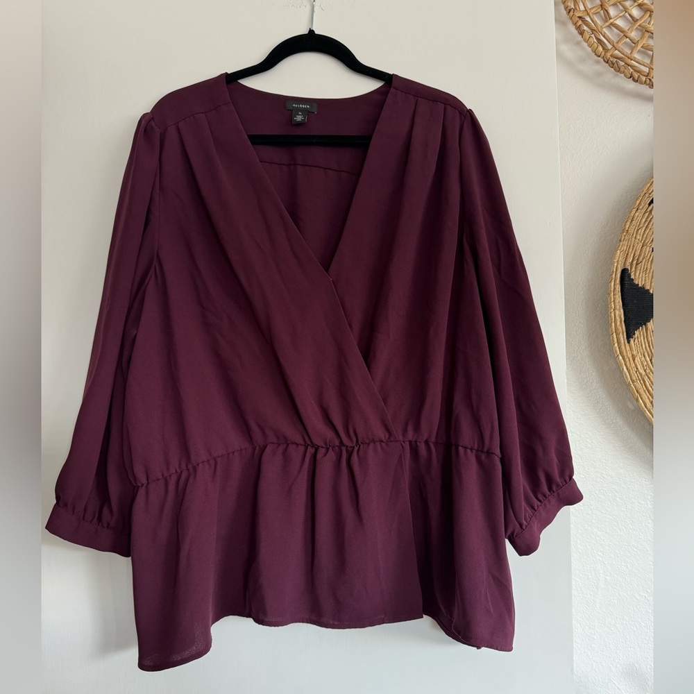 Halogen Plum 3/4 Sleeve Blouse - PLUS SIZE 3X